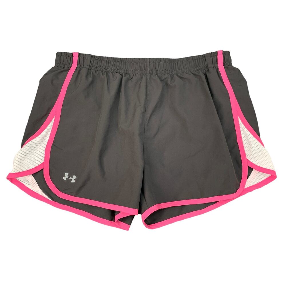 Under Armour Short Womens M Medium Gray Pink Heat Gear Running Brief Liner